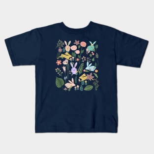 Bunnies In The Springtime Garden Kids T-Shirt